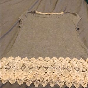 Gray blouse with lace bottom